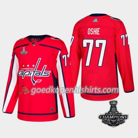 Washington Capitals T.J. Oshie 77 2018 Stanley Cup Champions Adidas Rood Authentic Shirt - Mannen